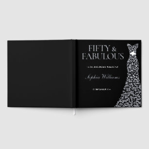 Zilveren jurk Vijftig & Fabulous 50ste verjaardags Gastenboek