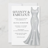 Zilveren jurk vrouwen 70ste verjaardagsfeest kaart (Voorkant)