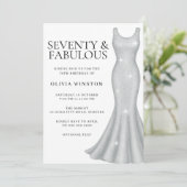 Zilveren jurk vrouwen 70ste verjaardagsfeest kaart (Staand voorkant)