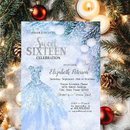 Zilveren jurk Winter Wonderland Sweet 16-feest Kaart