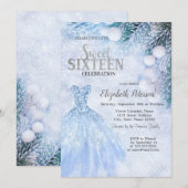 Zilveren Jurk Winter Wonderland Sweet 16 Party Kaart (Voorkant / Achterkant)