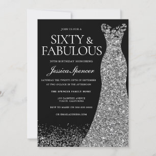 Zilveren jurk Zestig & Fabulous 60ste verjaardag Z Kaart