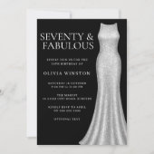 Zilveren jurk Zwart Zeventig Fabulous 70ste verjaa Kaart (Voorkant)