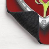 Zilveren juwelen Valentijn Hart met Red Rose Muismat (Hoek)