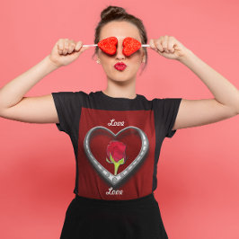 Zilveren juwelen Valentijn Hart met Red Rose T-shirt