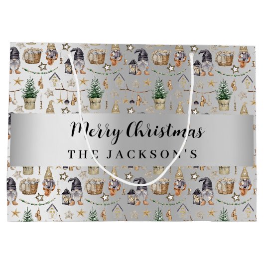 Zilveren kabouters nordic farm Kerstmis Groot Cadeauzakje (Achterkant)