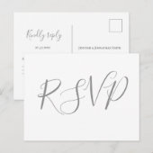 Zilveren kalligrafie bruiloft RSVP briefkaarten (Voorkant / Achterkant)