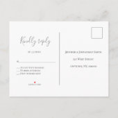 Zilveren kalligrafie bruiloft RSVP briefkaarten (Achterkant)