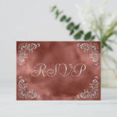  zilveren kaneel roest Waterverf bruiloft RSVP Kaartje (Staand voorkant)