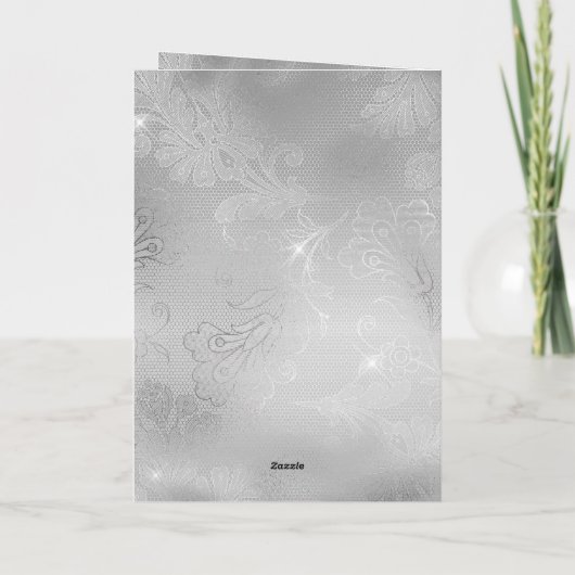 Zilveren Kant Bloemen Kaart (Achterkant)