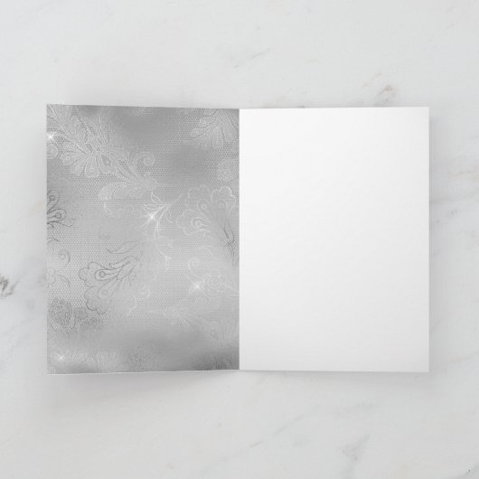 Zilveren Kant Bloemen Kaart (Binnen)