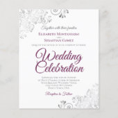 Zilveren Kant Cassis Witte BUDGET Trouw Uitnodigin (Voorkant)