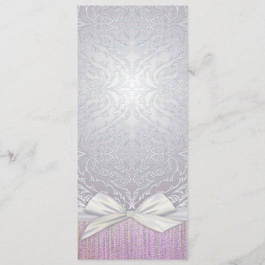 Zilveren kant lint lavendel pastel bruiloft menu (Achterkant)