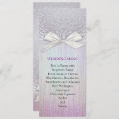 Zilveren kant lint lavendel pastel bruiloft menu (Voorkant / Achterkant)