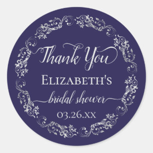 Zilveren Kant op Bruidsdouche Bedankt Stickers Nav