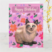 Zilveren kat bloemkaart kaart (Gele Bloem)