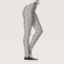 Zilveren kattekaartpatroon op lichtgrijs leggings