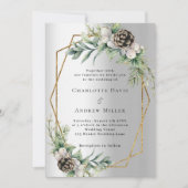 Zilveren kegel grenen groen goud geometrische brui kaart (Voorkant)