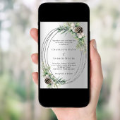 Zilveren kegel grenen groen winter bruiloft kaart