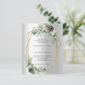 Zilveren kegel groen geometrische bruiloft uitnodi (Staand voorkant)