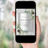 Zilveren kegels groen blad Kerstfeest Kaart