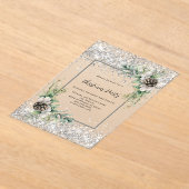 Zilveren kegels groene bladeren bevroren kerstfees acryl uitnodigingen (Laagn)