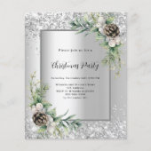 Zilveren kegels groene kerst Party uitnodiging (Voorkant)