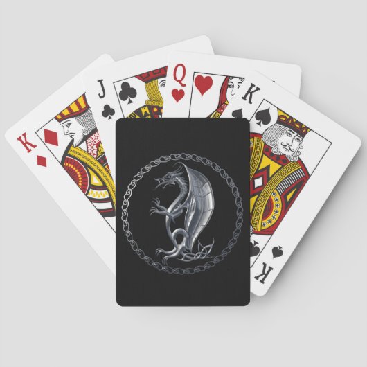 Zilveren Keltische Draak Pokerkaarten (Achterkant)