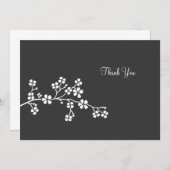 Zilveren Kersenbloesem Vlakke kaart bedankbriefje (Voorkant / Achterkant)