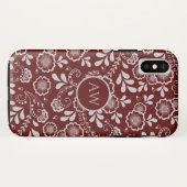 Zilveren Kersenrood Victoriaans Bloemenslinger Kan Case-Mate iPhone Case (Achterkant (horizontaal))