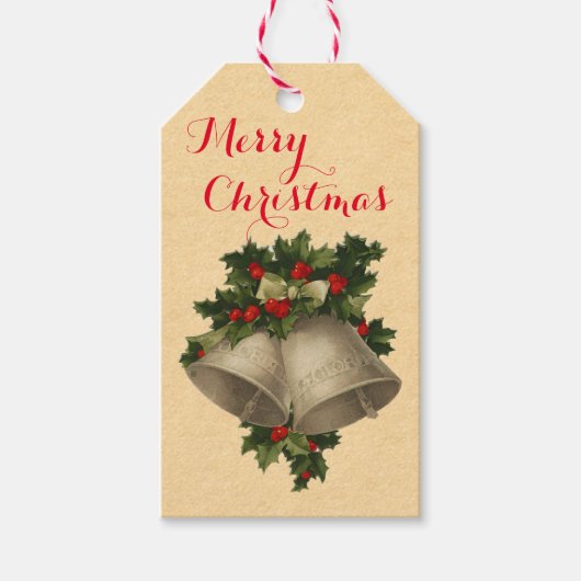  Zilveren Kerst Bells Holiday Gift Labels Cadeaulabel (Voorkant)