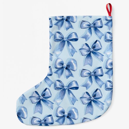 Zilveren Kerst Blauwe Bogen Grote Kerstsok (Achterkant)