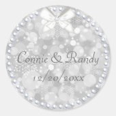 Zilveren Kerst Bruiloft Sticker Parels (Voorkant)