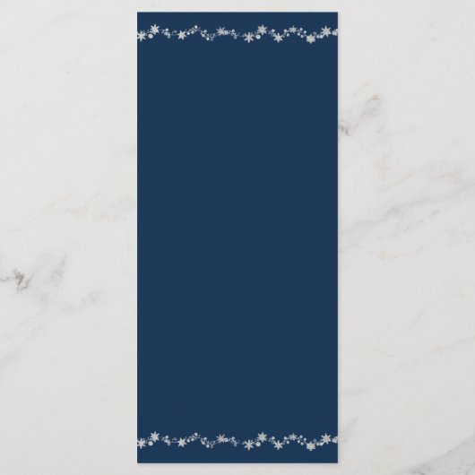 Zilveren kerst fee licht winter bruiloft Menu (Achterkant)