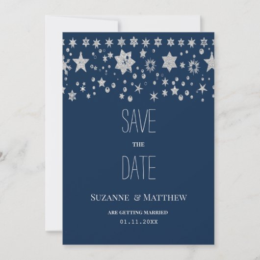 Zilveren Kerst fee licht winter Save the Date Kaart (Voorkant)