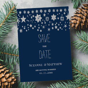Zilveren Kerst fee licht winter Save the Date Kaart