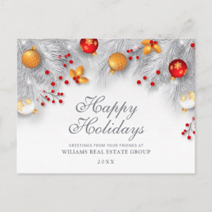 Zilveren Kerst Ornamenten Corporate Groet Briefkaart