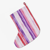 Zilveren Kerst Paarse Pin Rode Strepen Grote Kerstsok (Achterkant (Hangend))