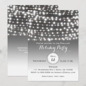 Zilveren Kerst Slinger Licht Uitnodiging (Voorkant / Achterkant)