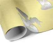 Zilveren kerstangels op goud cadeaupapier (Rol Hoek)