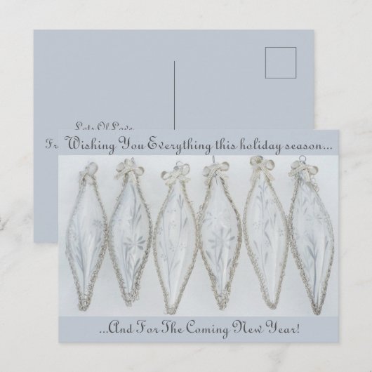  zilveren kerstbal briefkaart (Voorkant / Achterkant)