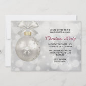 Zilveren kerstbal op Bokeh Lights party Kaart (Voorkant)