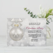 Zilveren kerstbal op Bokeh Lights party Kaart (Staand voorkant)