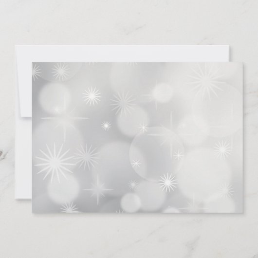 Zilveren kerstbal op Bokeh Lights party Kaart (Achterkant)