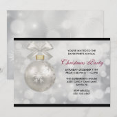 Zilveren kerstbal op Bokeh Lights party Kaart (Voorkant / Achterkant)