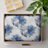 Zilveren kerstballetjes met blauwe baard tissuepapier (Geschenk)