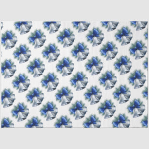 Zilveren kerstballetjes met blauwe baard tissuepapier