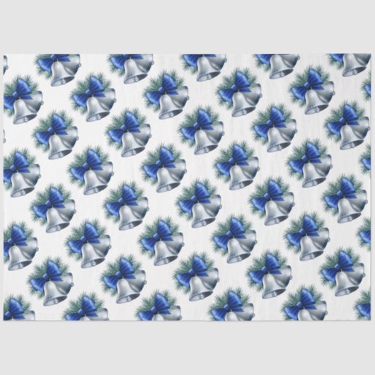 Zilveren kerstballetjes met blauwe baard tissuepapier (Voorkant)