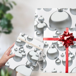 Zilveren Kerstbalpatroon Kerstcadeaupapier Cadeaupapier