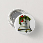 Zilveren Kerstbel Ronde Button 3,2 Cm (Voorkant /achterkant)